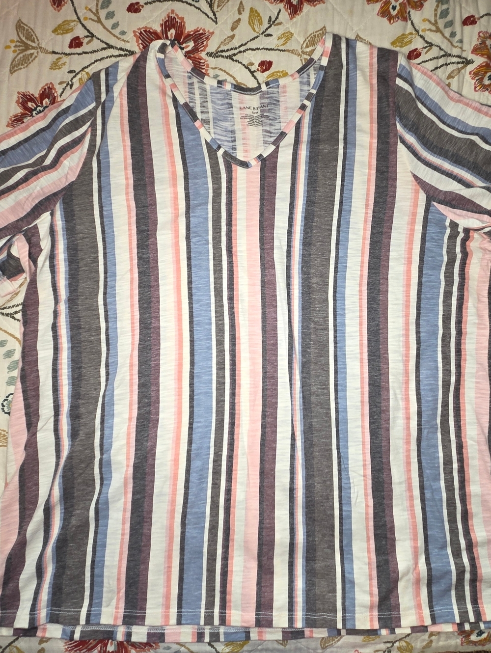 Lane Bryant plus size women's V-neck striped shirt, size 22/24